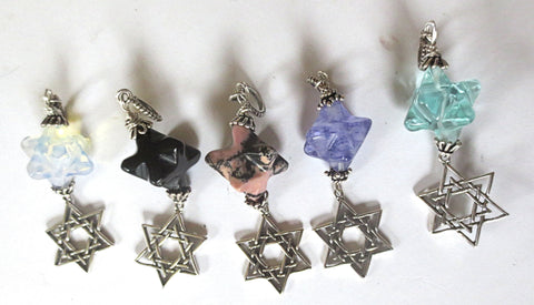 merkaba gemstone sterling silver Star of David pendant