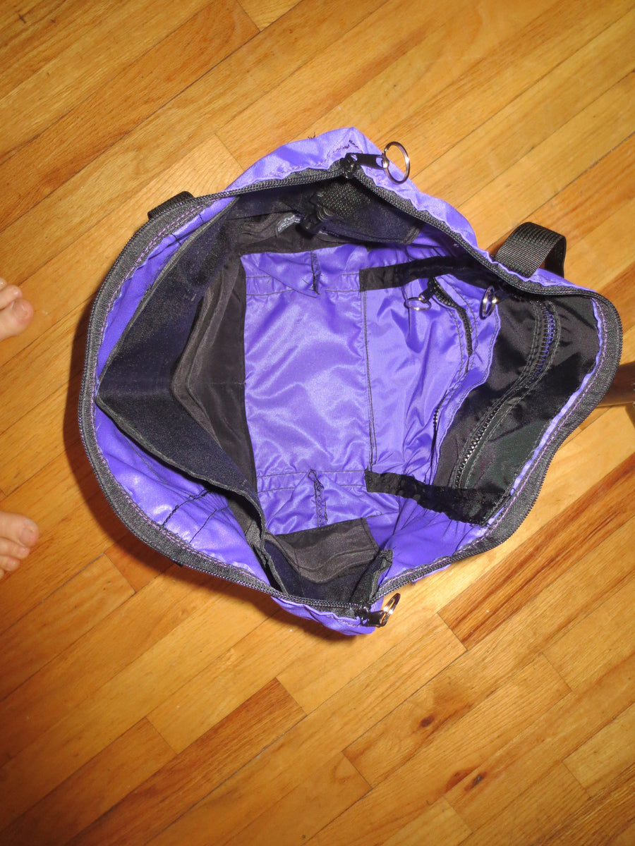 Purple zippered tote bag adjustable handles weather proof organizing c ...