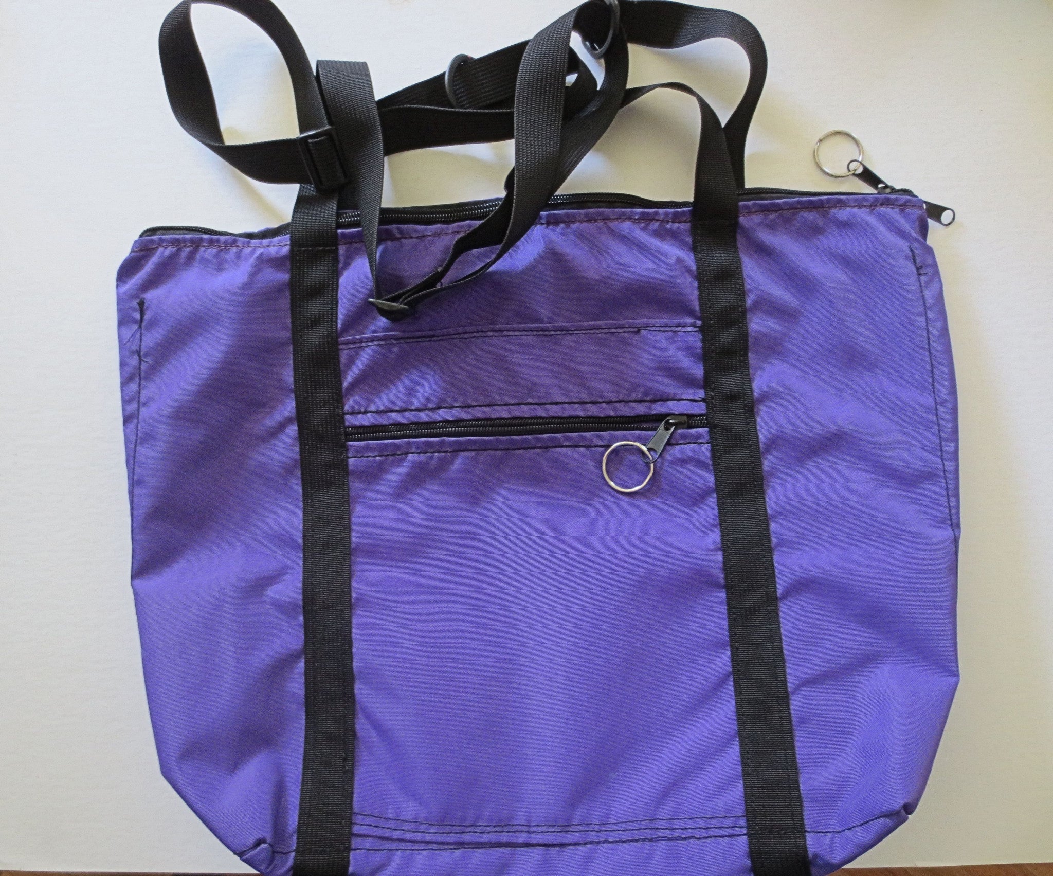 Purple zippered tote bag adjustable handles weather proof tons of zipp – TuffBags/racheltreasures