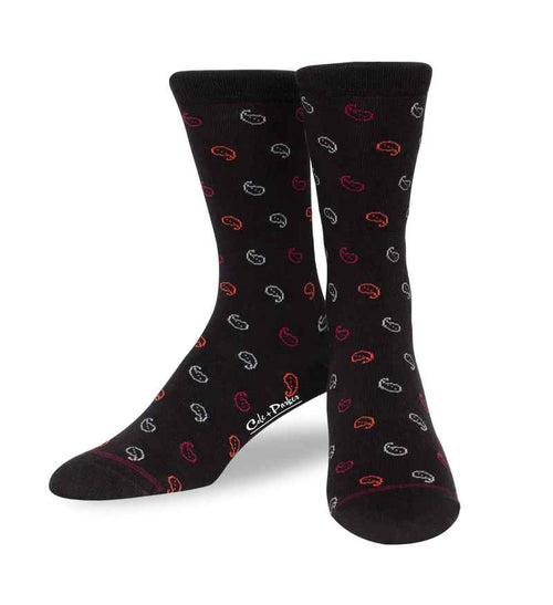 Mens Black Paisley Dress Crew Socks at The Abbey Collection