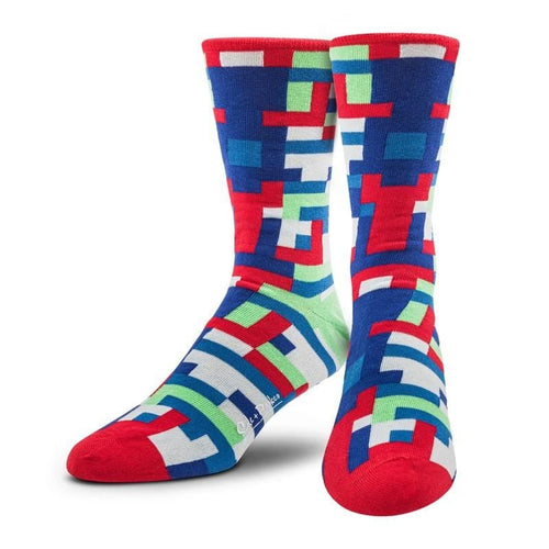 Mens Geometric Multi Color Crew Socks