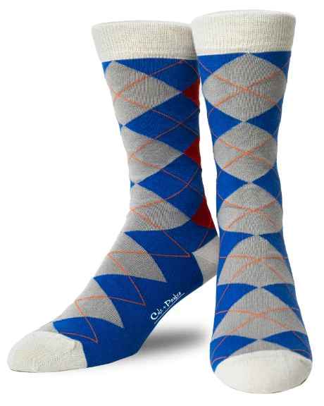 Men's Blue Argyle Crew Socks by Cole and Parker