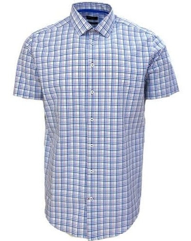Voyage Performance Mint Check Fitted Short Sleeve Shirts