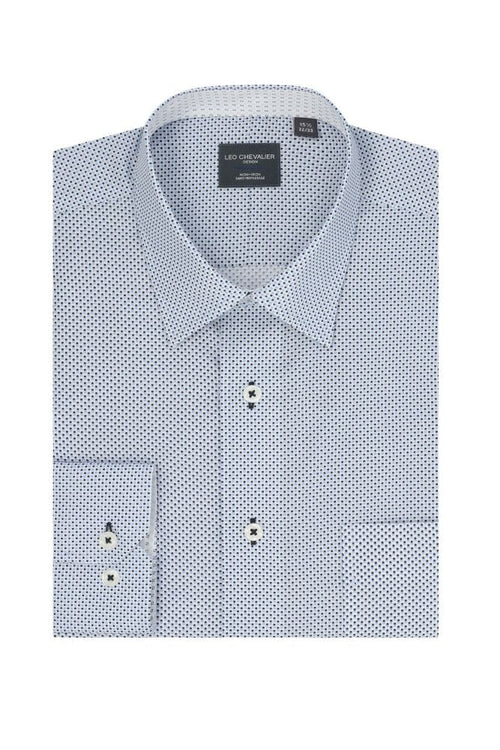 Blue 100% Cotton Non-Iron Long Sleeve Dress Shirts