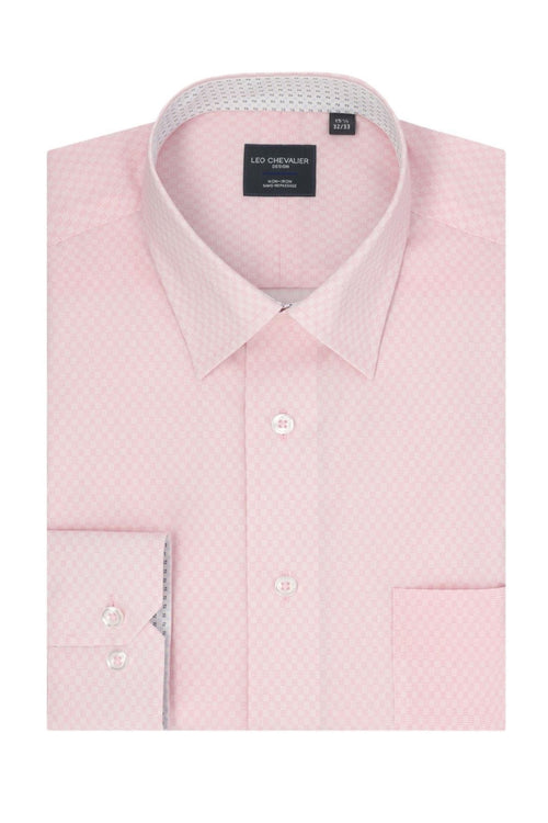Pink 100% Cotton Non-Iron Long Sleeve Dress Shirts