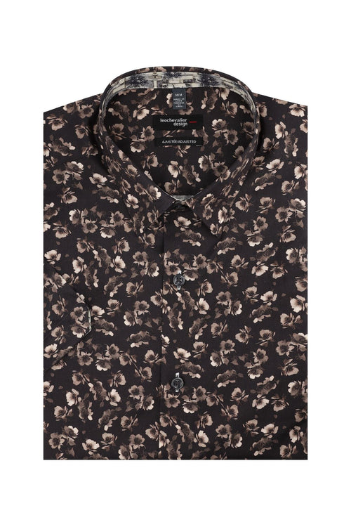Black Floral Print Short Sleeve Shirt