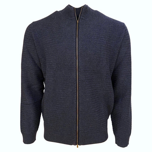 Stay Cozy and Stylish with a Blue Full Zip 100% Cotton Mock Neck