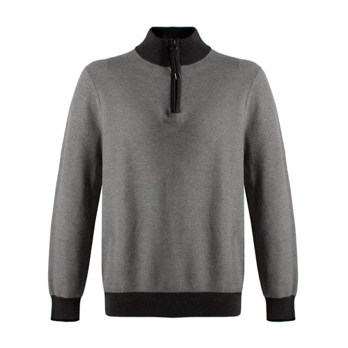 Charcoal 100% Cotton Quarter Zip Mockneck at The Abbey Collection