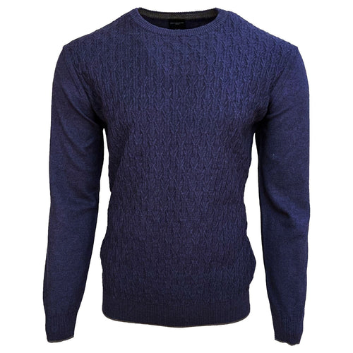 Luxurious Italian-Made Cable Knit Crewneck Available in Steel Blue & Charcoal