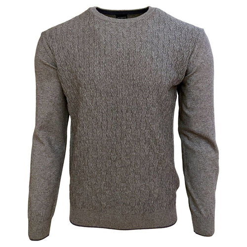 Luxurious Italian-Made Cable Knit Crewneck Available in Steel Blue & Charcoal