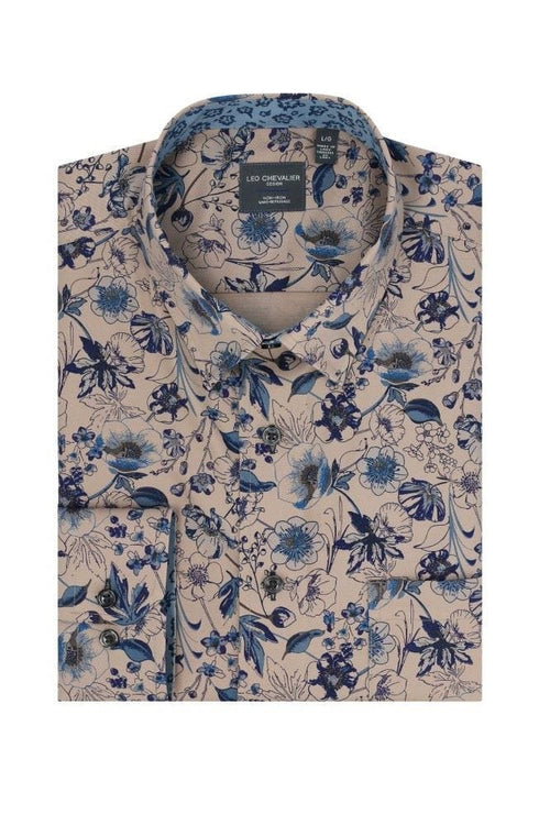 Upgrade Your Wardrobe with Our Long Sleeve Hidden Button-Down Collar Floral Print