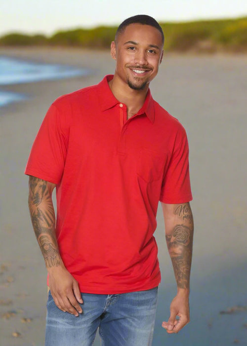 True Red Lightweight Golf Shirts for Men