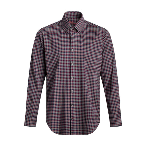 Multi Grey Voyage Performance Fitted Button Down Long Sleeve Shirts