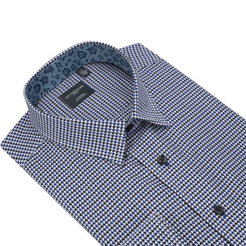 Fine Blue 3D Print 100% Cotton Long Sleeve Shirt Elevate Your Style with Contemporary Fit