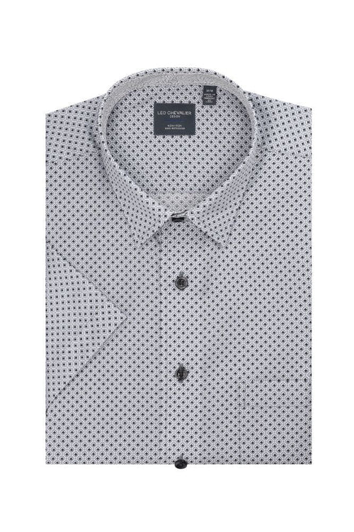 Grey Print Mens Casual Short Sleeve Shirt