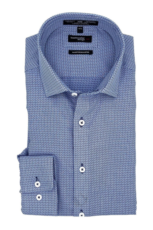 Sleek Slim Fit Non-Iron Blue Print Dress Shirts