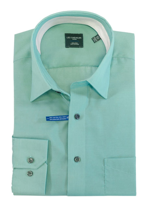 Mens 100% Cotton Non Iron Contemporary Fit Dress Shirts Contrasting Buttons and Trims Available in 6 Colors