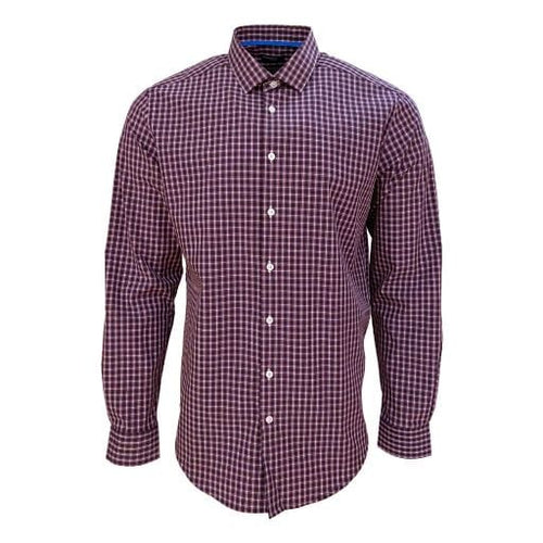 Voyage Performance Purple Check Fitted Long Sleeve Shirts