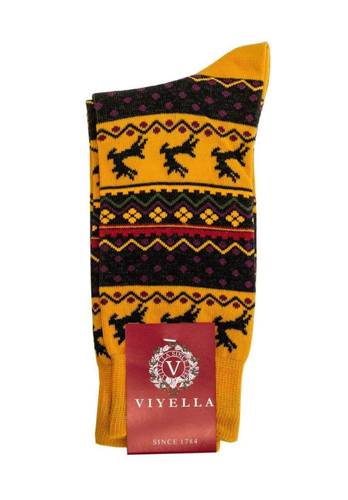 Mustard Viyella Rain Deer Socks