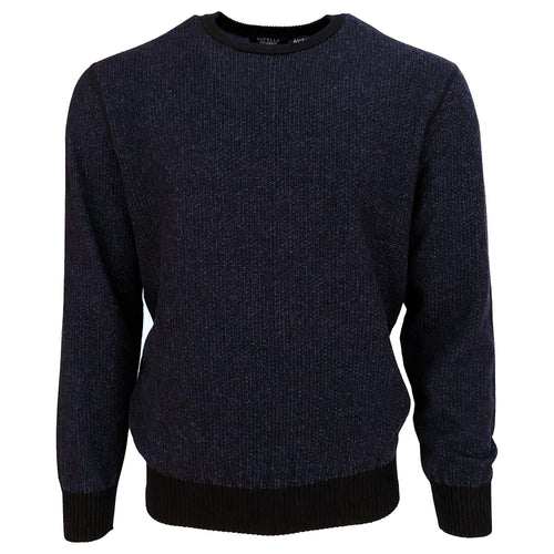 Blue 100% Cotton Tonal Crewneck Sweater