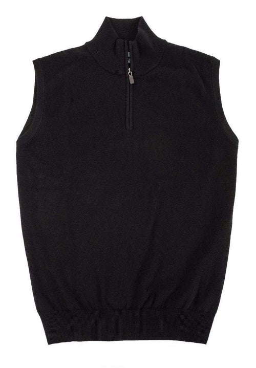 Mens Quarter Zip Mock Neck Light Weight Cotton Sweater Vests Available in 7-Colors