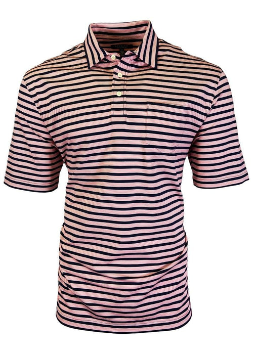 Coral Navy Stripe Polo Shirts for Men