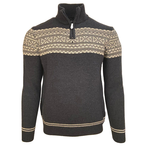 Elevate Your Winter Wardrobe with a Stylish Steel Blue Quarter-Zip Mockneck Fair Isle Sweater: Made In Italy for Unmatched Quality