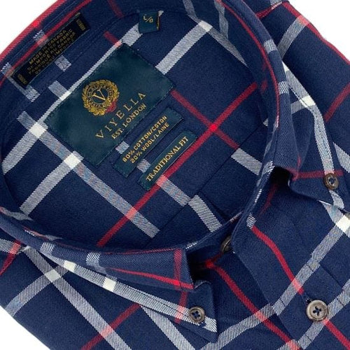 Stay Fashionable in our Navy Plaid Long Sleeve Shirts Made In Canada