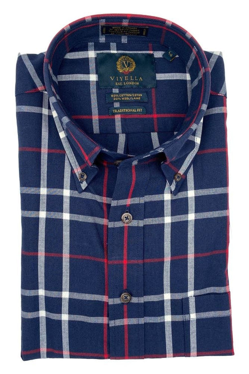 Stay Fashionable in our Navy Plaid Long Sleeve Shirts Made In Canada
