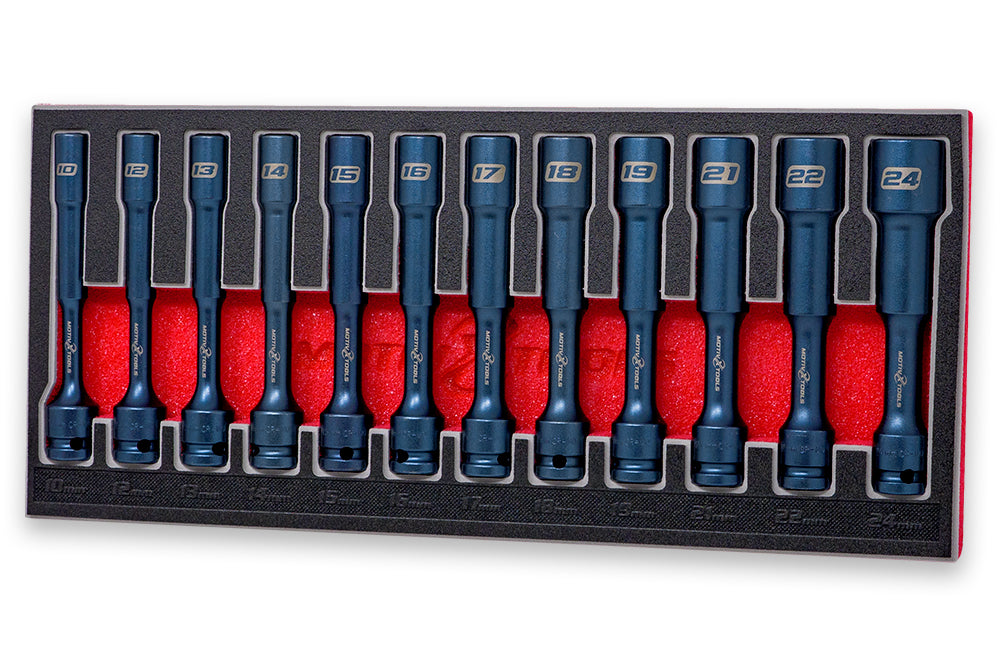 12pc 1/2" Drive Extra Long & Deep Impact Socket Set Motivx Tools