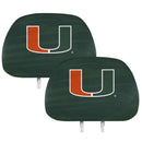 Miami Hurricanes Green Head Rest Covers