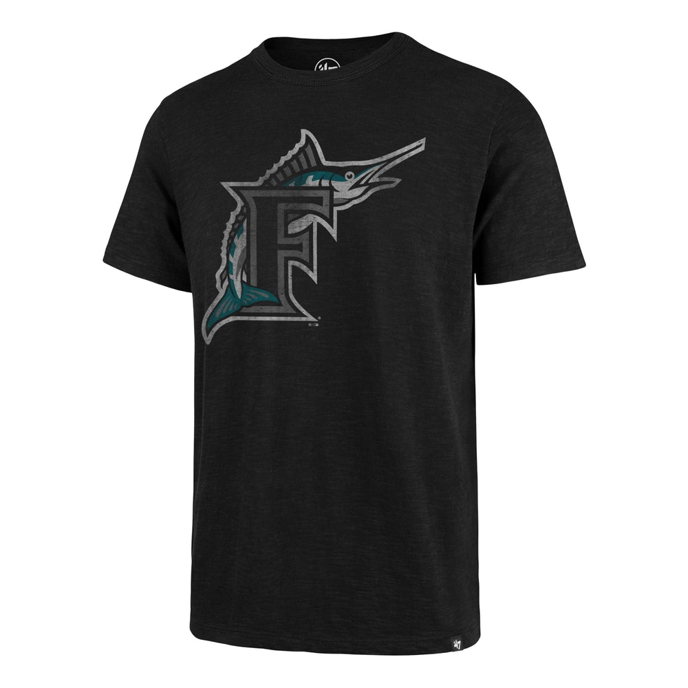 Miami Marlins 47 Brand Women's Match Sleeve Stripe T-Shirt - Black/Teal L