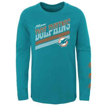 Girls Youth New Era Aqua Miami Dolphins Reverse Sequins T-Shirt