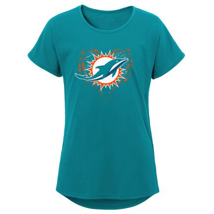 Miami Dolphins Youth Girls Sonic Heart Dolman T-Shirt - Aqua ...