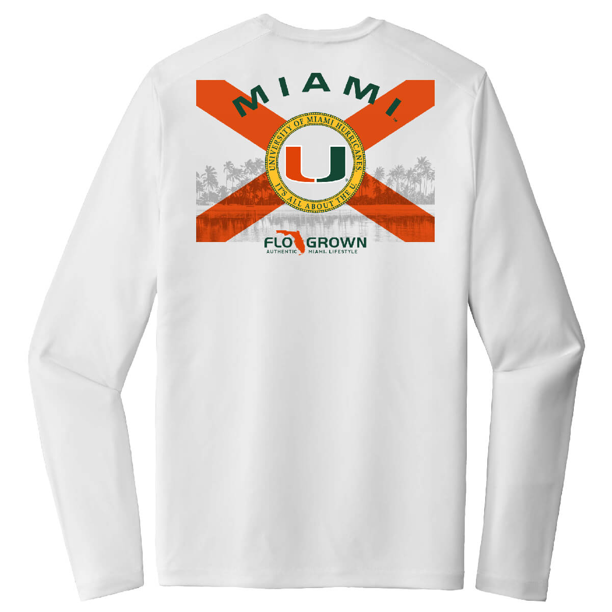 Miami Hurricanes Shark Research Coastline S/S Fishing Shirt - White