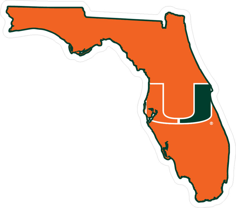 Miami Hurricanes Decal State of Florida with U - CanesWear at Miami FanWear Decals & Stickers SDS Design Associates CanesWear at Miami FanWear