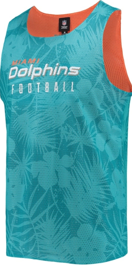 Miami Dolphins FOCO Floral Reversible Mesh Tank Top - Aqua/Orange