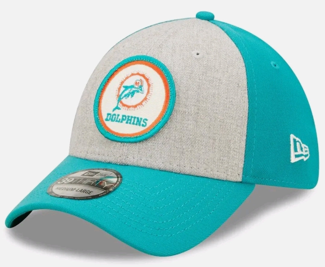 New Era Cap Miami Dolphins Orange/Blue Hat, NFL 39 Thirty Fitted  Small-Medium