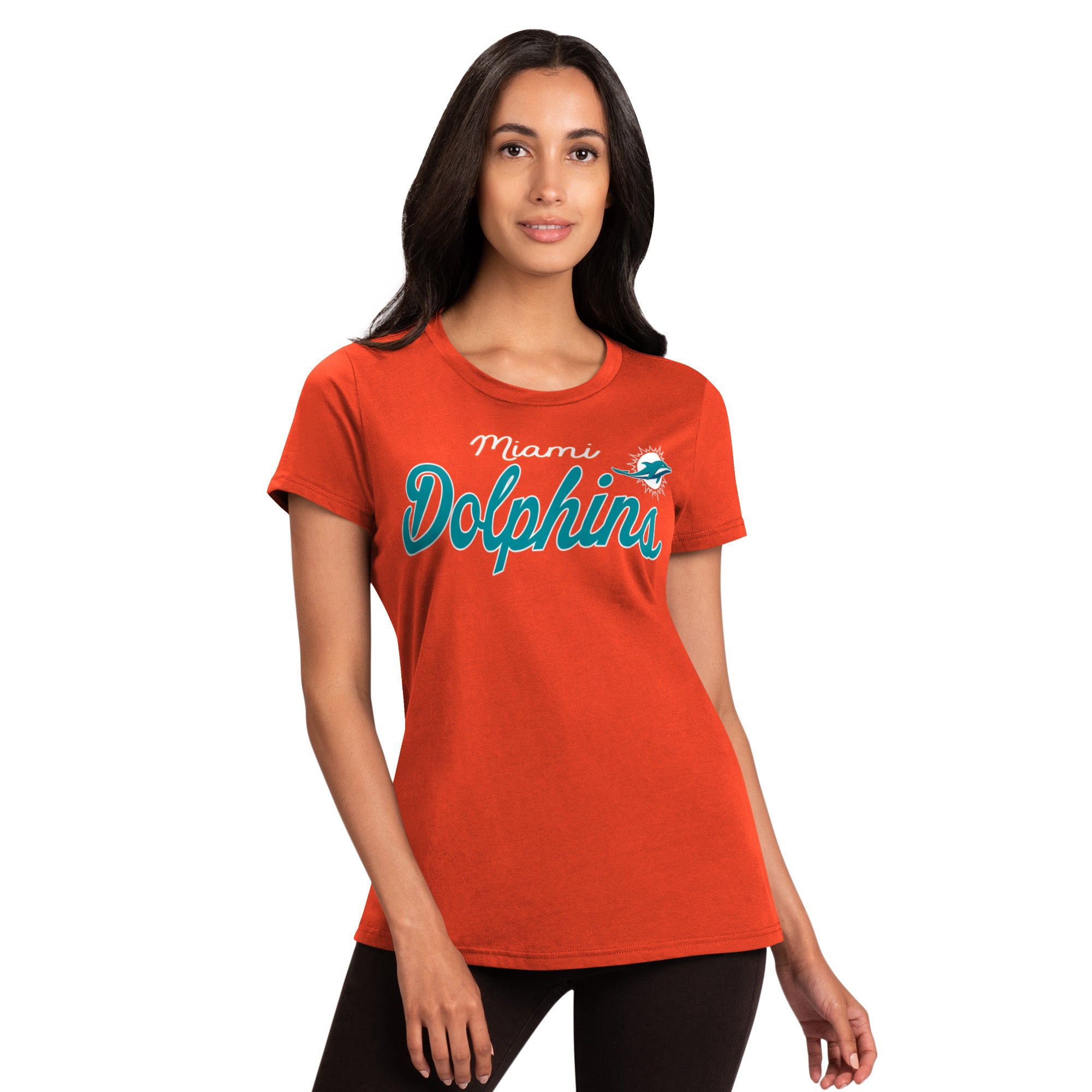 Women's Majestic Aqua Miami Dolphins Plus Size Logo V-Neck T-Shirt 