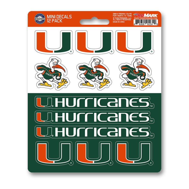 Miami Hurricanes 12 Pack Mini Decals Caneswear At Miami Fanwear 