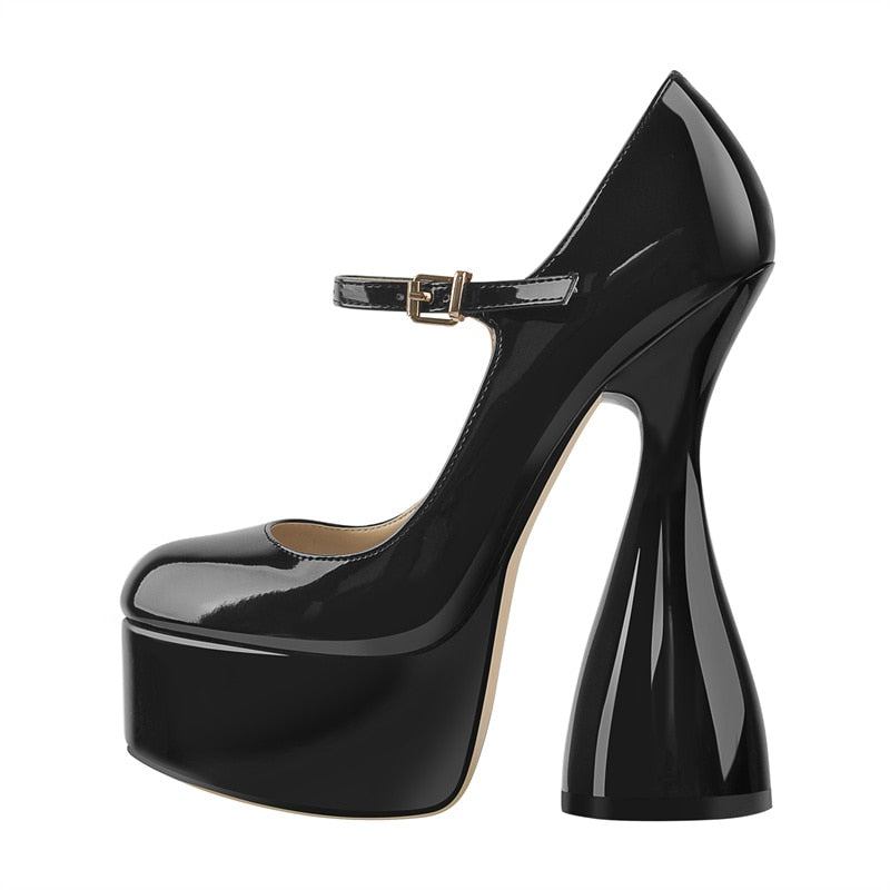 Platform Patent Leather Spike High Heels Shoes
