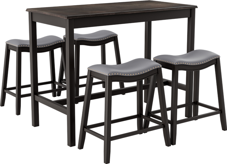 Costway Dining Set 5-Piece with 4 Upholstered Saddle Stools New Image 1
