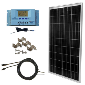 WindyNation SOK-100WP-P30L 100 Watt Solar Panel Kit With LCD Charge Controller New