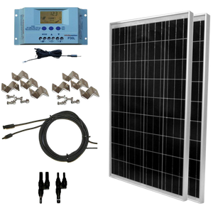 WindyNation SOK-200WP-P30L 200 Watt Solar Panel Kit With LCD Charge Controller New