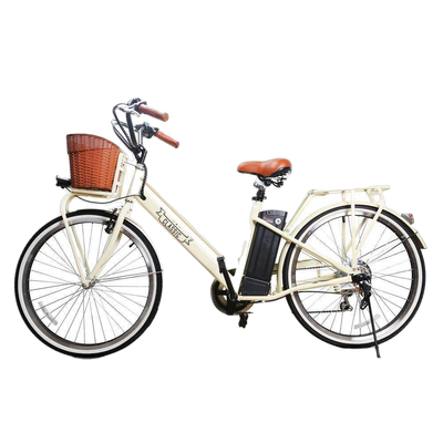 NAKTO 26 inch 250W 20 MPH City Classic Electric Bicycle 6 Speed E-Bike 36V Lithium Battery White New