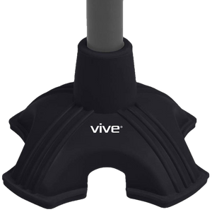 Vive Health Standing Cane Tip - Quad Rubber Replacement Foot Pad for Walking Canes New