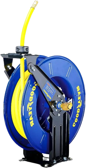 VEVOR Retractable Air Hose Reel, 3/8 in x 50 FT Hybrid Air Hose Max 300PSI, Air  Compressor Hose Reel with 5 in Lead in, Ceiling/Wall Mount Heavy Duty  Double Arm Steel Reel 