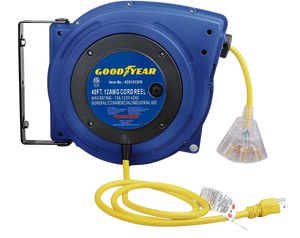 Goodyear Retractable Extension Cord Reel Mountable 14AWG x 40' Led