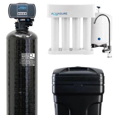 Aquasure AS-PR75HS48D 48,000 Grain Whole House Water Softener and Reverse Osmosis Drinking Water Filter Bundle New