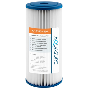 Aquasure AF-PS30-4510 Fortitude V Series 10 Inch High Flow 30 Micron Pleated Sediment Filter New